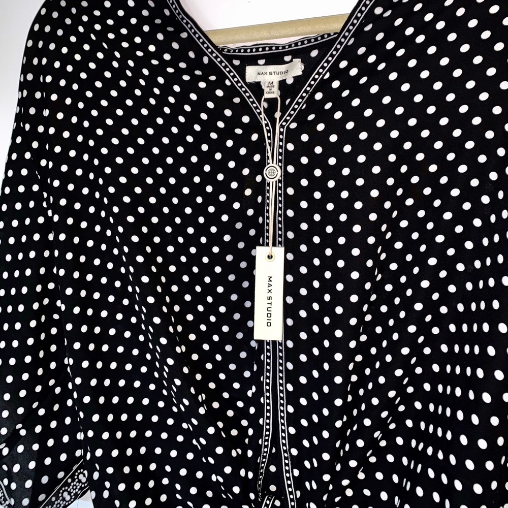 HP✨NWT Max Studio Kimono Sleeve Tie Front Blouse - Picture 5 of 6